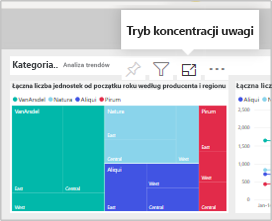 Zrzut ekranu trybu fokusu kafelków Power BI .