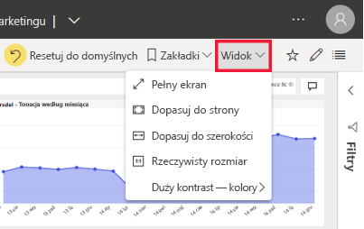 Zrzut ekranu opcji menu Widok Power BI .