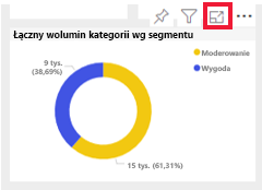 Zrzut ekranu kafelka z podświetloną ikoną trybu ostrości, w którym można go otworzyć do wydrukowania.