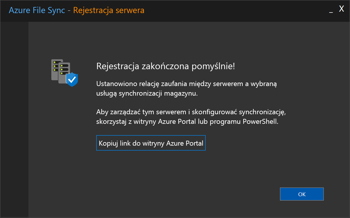 Zrzut ekranu przedstawiający stronę z komunikatem o pomyślnym zakończeniu rejestracji.