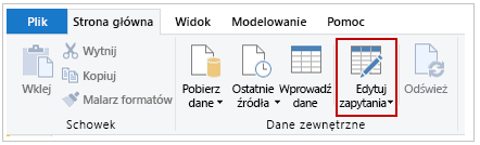 Zrzut ekranu przycisku Przekształć dane.