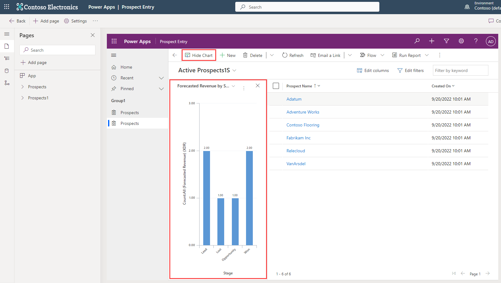 Screenshot of app showing chart with data.