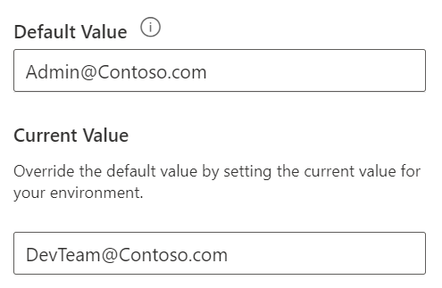 Screenshot of the current value on an environment variable.