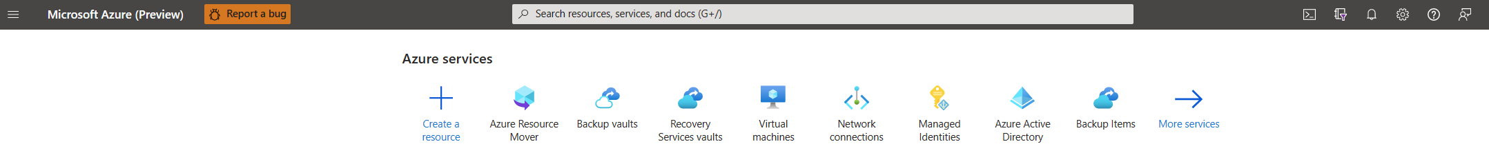 Diagram przedstawiający stronę główną platformy Azure.