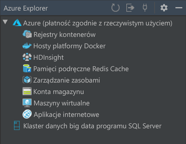 Zrzut ekranu przedstawiający narzędzie Azure Explorer w środowisku IntelliJ IDEA.