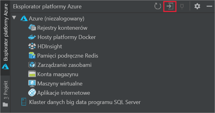 Zrzut ekranu przedstawiający przycisk Zaloguj się do platformy Azure.