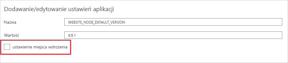 Screenshot of the toggle deployment slot setting in the Azure portal.