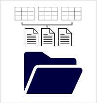 Diagram przedstawiający magazyn typu data lake, w którym pliki są abstrakcjonowane przez tabele.