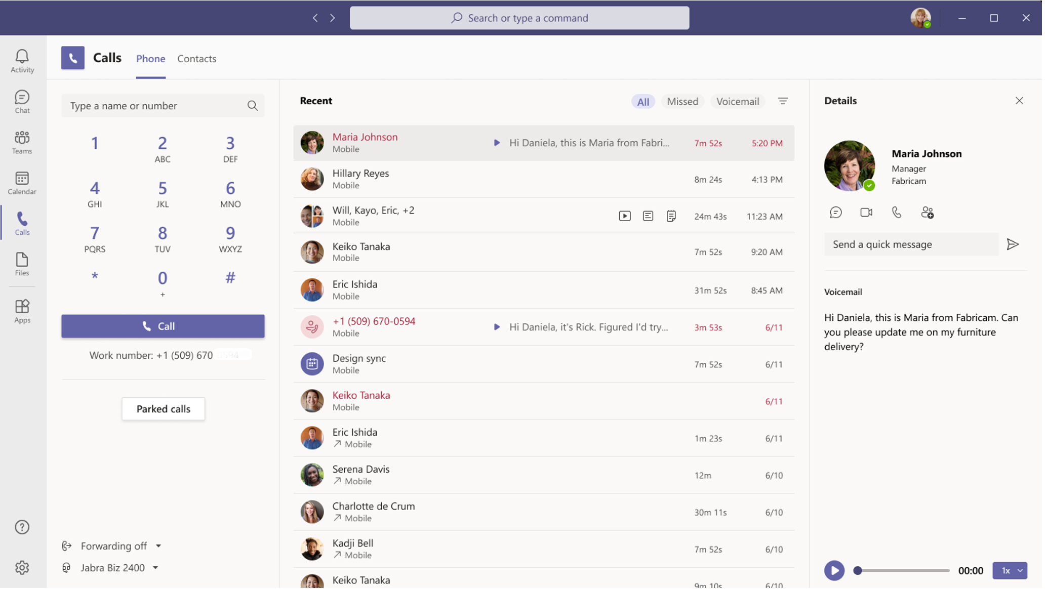 Screenshot of making PSTN calls using the Dial Pad.