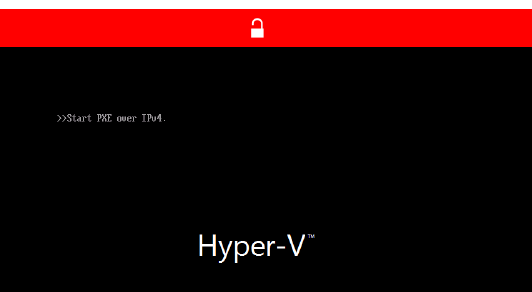 Zrzut ekranu przedstawiający problem z przejściem błędu funkcji hyper-V do rozruchu środowiska PXE.