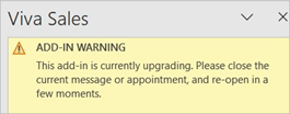 Zrzut ekranu przedstawiający ostrzeżenie dodatku w aplikacji klasycznej Outlook.