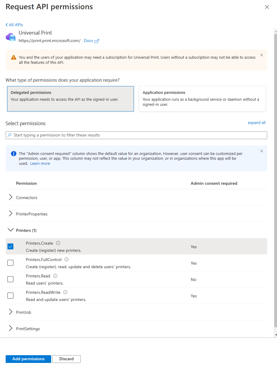 Delegated permissions