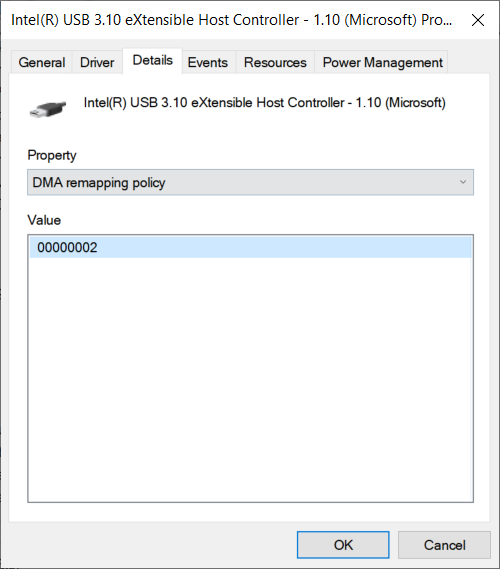 Device Manager Details Tab.