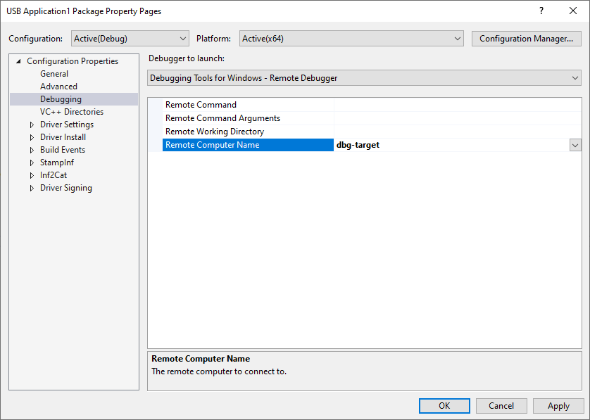 winusb template remote debugger.