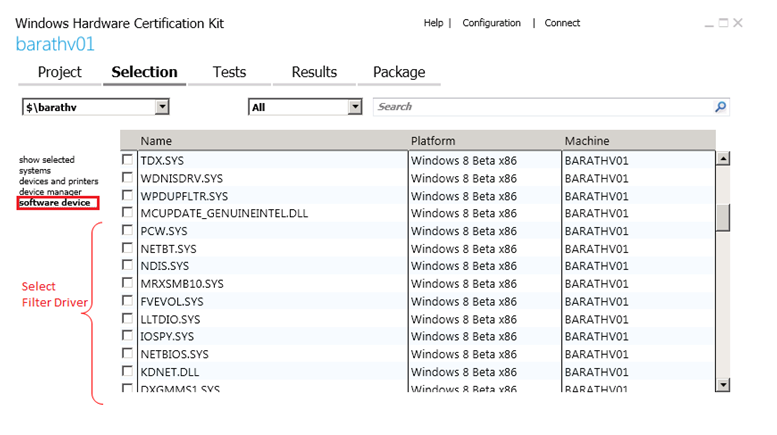 select filter driver