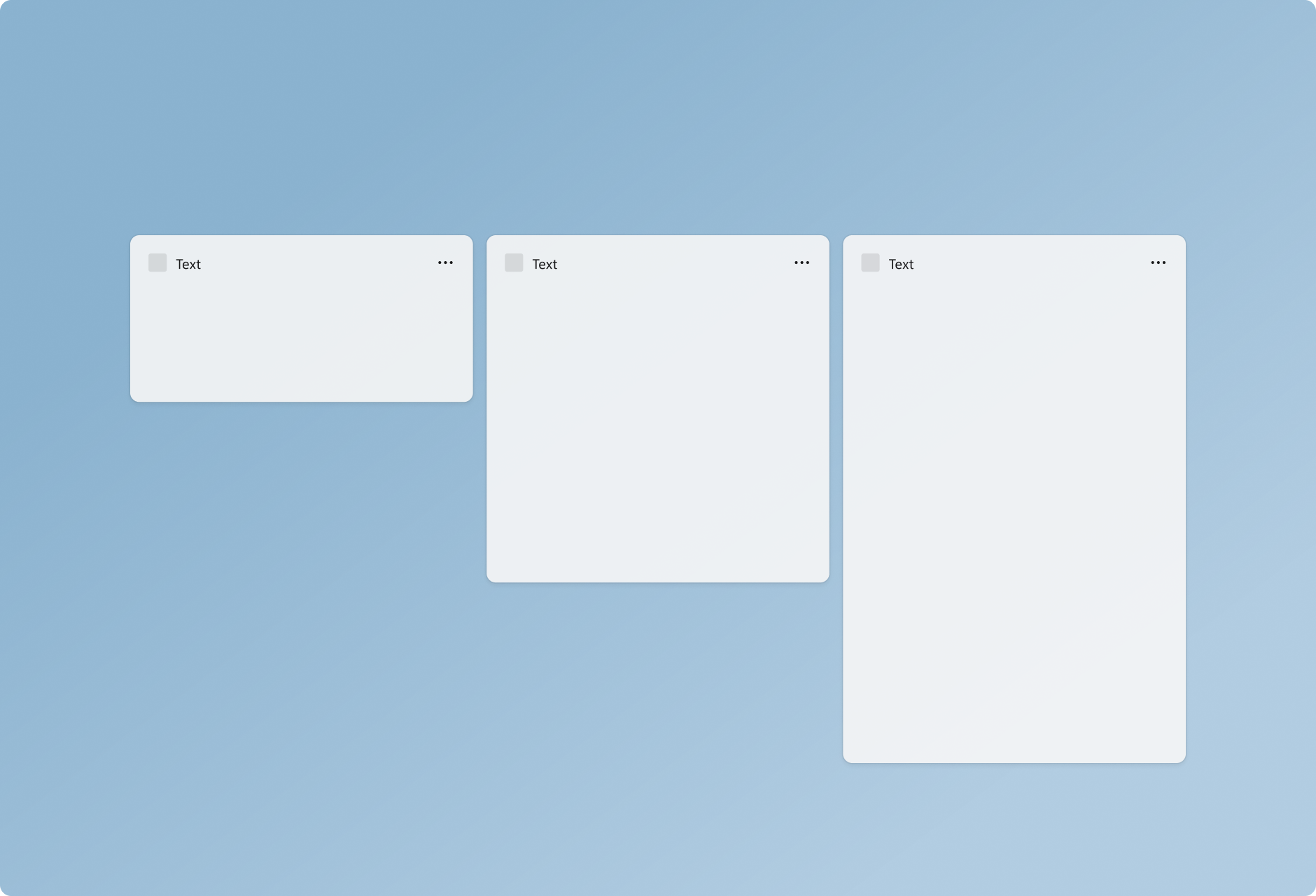 A screenshot showing blank widget templates illustrating small, medium, and large sizes.