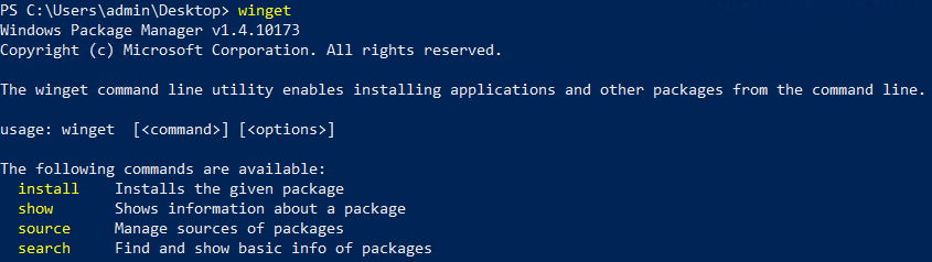 WinGet in powershell