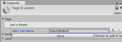 Zrzut ekranu przedstawiający miejsce dodawania nazwy tagu SignInButton.
