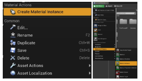Tworzenie wystąpień materiałów w środowisku Unreal