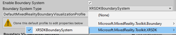 Ustawienia granic zestawu SDK zestawu XR