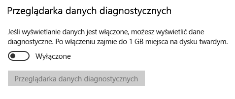 Lokalizacja umożliwiająca wyłączenie wyświetlania danych.