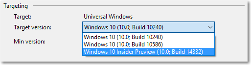 Change the target SDK in Visual Studio