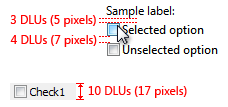 figure of suggested check box sizing and spacing 