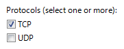 screen shot of label: protocols select one or more 