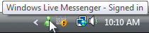 screen shot of 'messenger signed in' infotip 