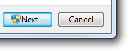 screen shot of next command button with uac shield 