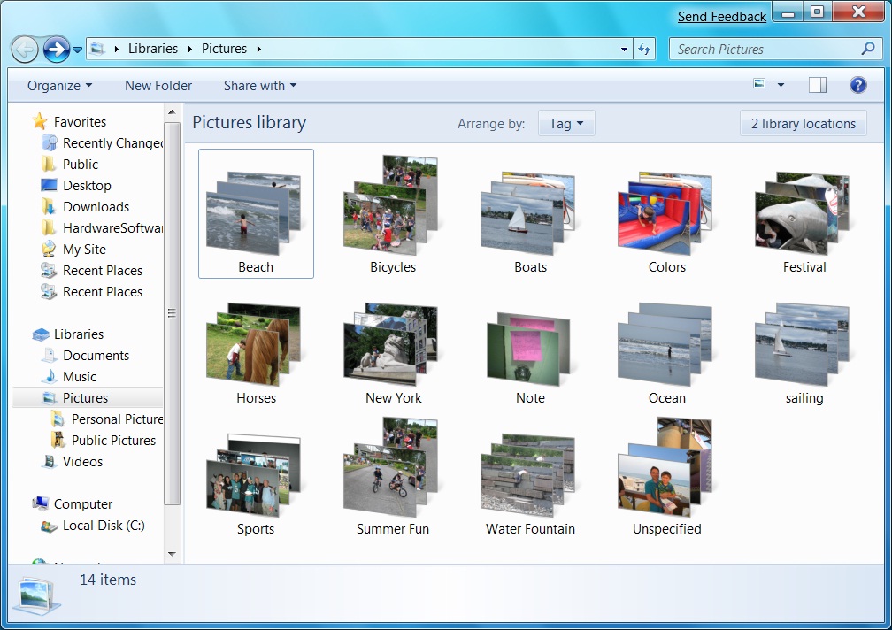 windows 7 pictures library