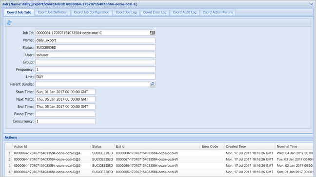 Oozie Web Console Coordinator Job.