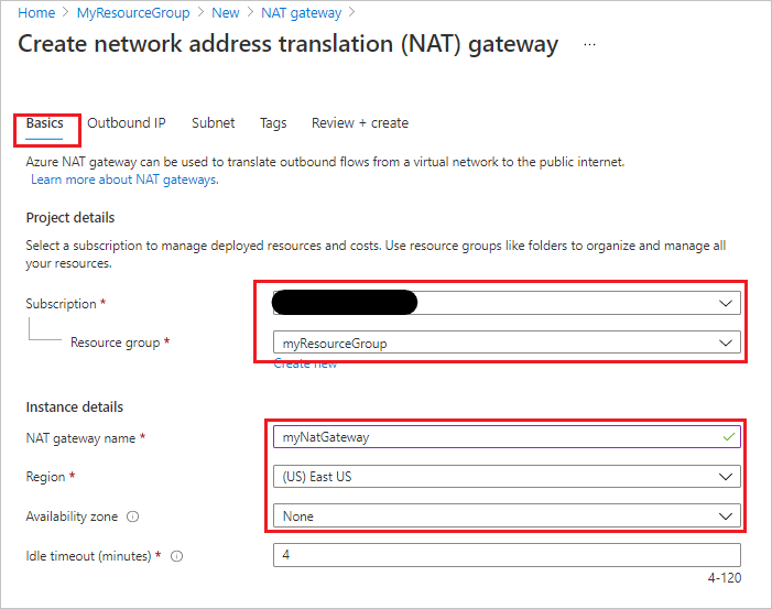 Create NAT gateway