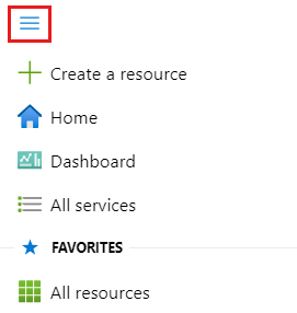 Captura de tela da barra de menus do portal do Azure no modo de submenu.