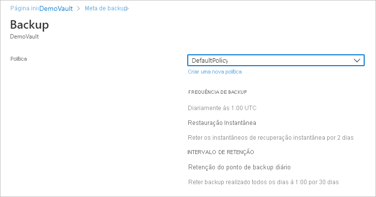 Política de backup padrão