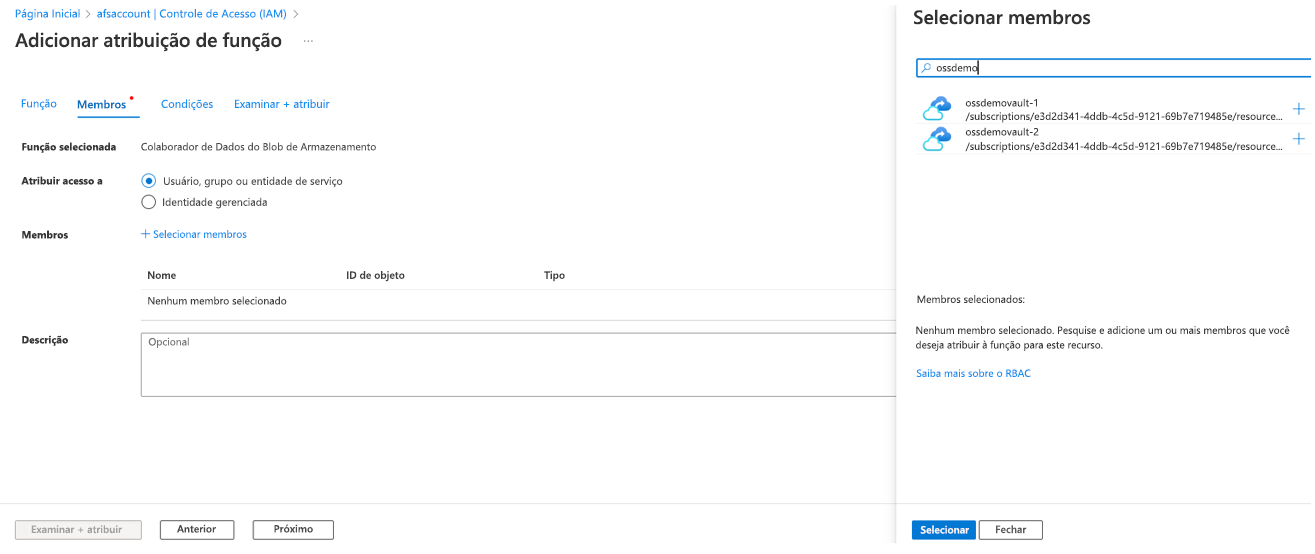 Screenshot showing the process to assign Storage Blob Data Contributor role.