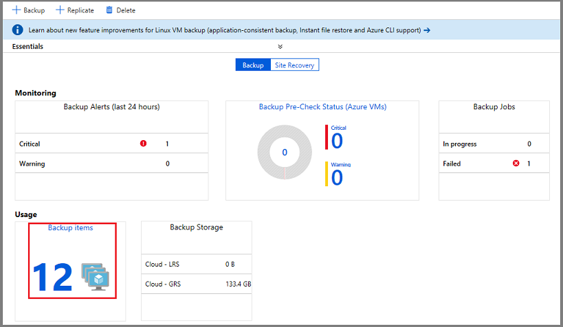 Bloco Itens de backup