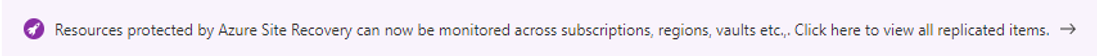 Captura de tela mostrando uma instância de backup de um item replicado do Azure Site Recovery no centro de backup.