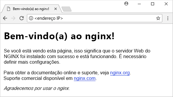 O site NGINX agora é carregado corretamente