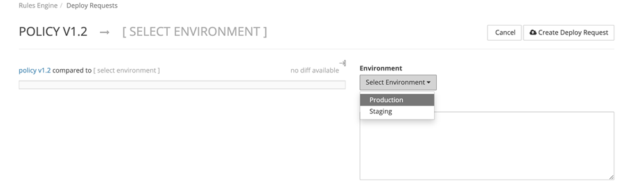 Captura de tela do ambiente do construtor de políticas da CDN.