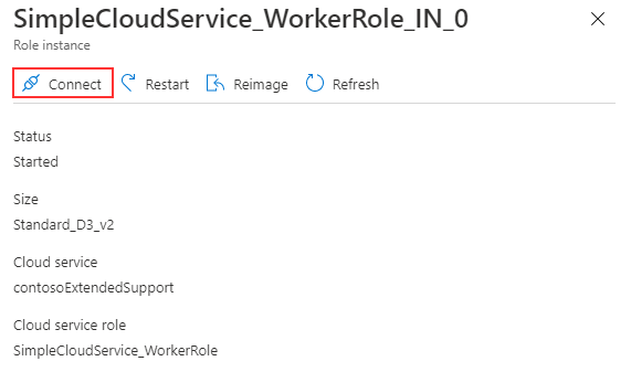 Imagem mostra a seleção da instância de função de trabalho no portal do Azure.