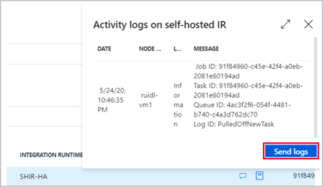 Captura de tela dos logs de atividade para a atividade com falha.