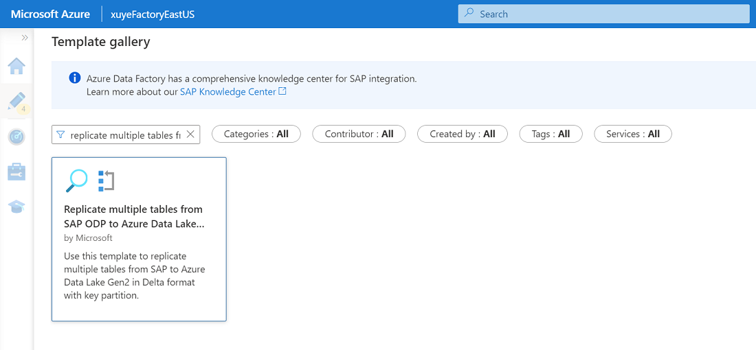 Captura de tela do modelo de pesquisa do SAP CDC.