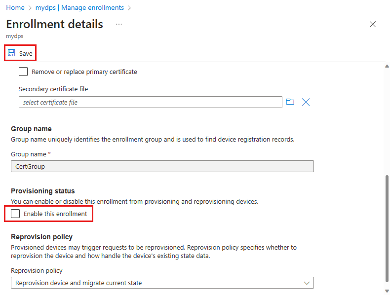 Desabilitar a entrada do grupo de registros no portal