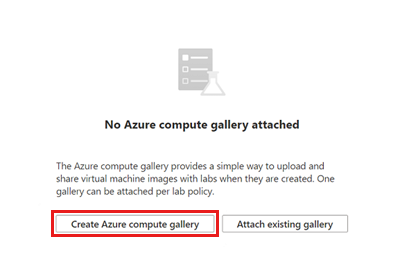 Captura de tela do botão Criar galeria de computação do Azure.