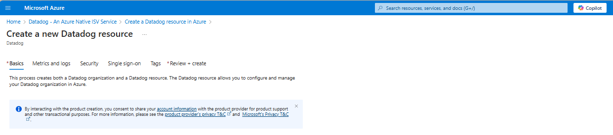 Captura de tela do portal do Azure exibindo as opções de 