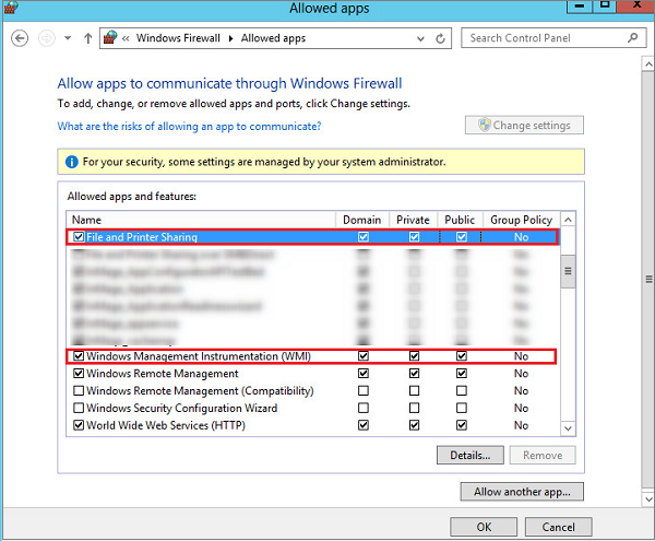 Configurações de firewall