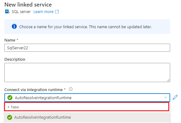 Captura de tela que mostra como criar um runtime de integração auto-hospedada.