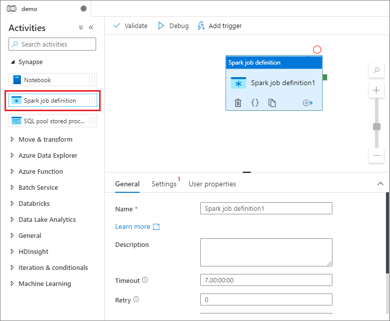 Arrastar a definição de trabalho do Spark