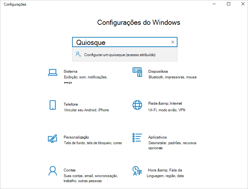 Configurar o modo de quiosque com acesso atribuído